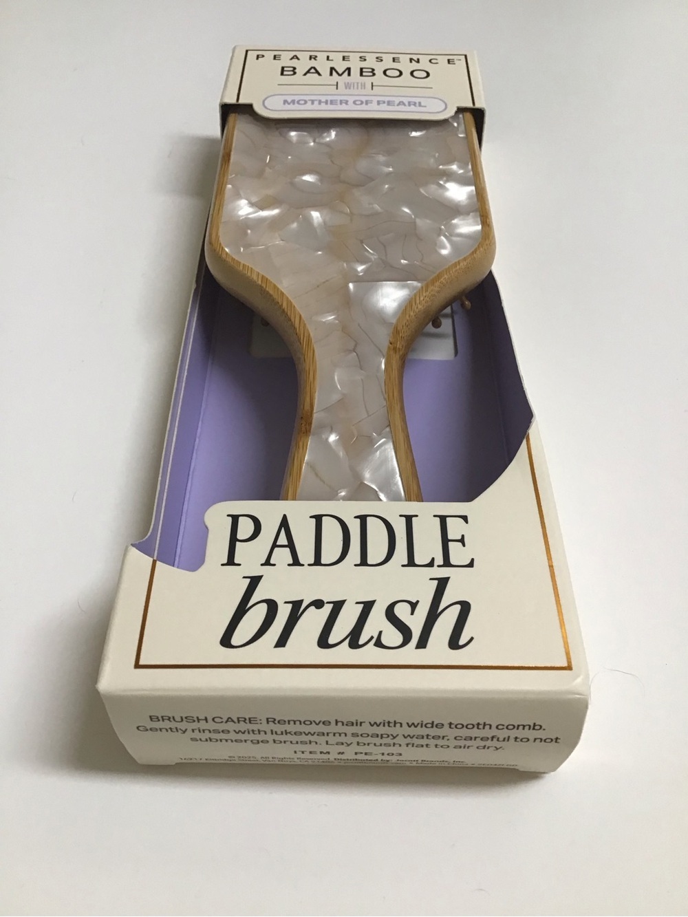 BAMBOO Paddle Hair Brush Wood MOTHER OF PEARL Bath Vanity Pearlessence Luxe NEW - Picture 8 of 16